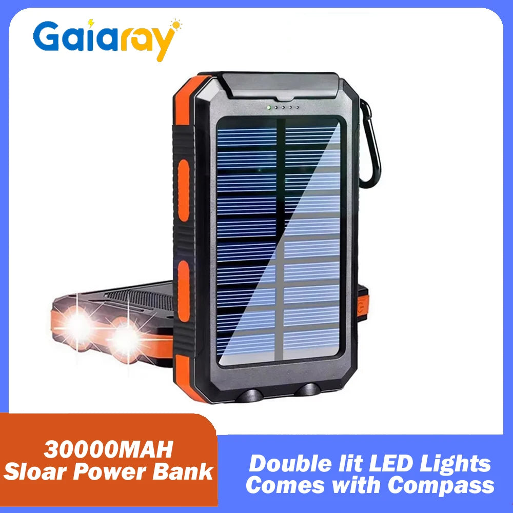 Gaiaray 30000mAh Solar Power Bank, Portable Solar Charger for Outdoor, Camping & Travel